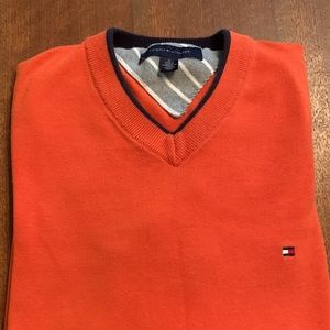 Orange V-neck sweater- Tommy Hilfiger (M)